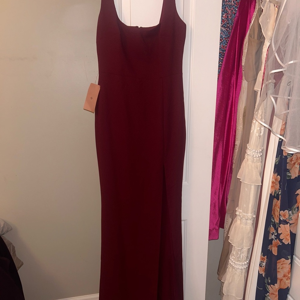 BHLDN Deep Red Backless Dress